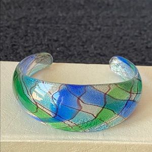 Colored Glass Cuff Bracelet - NIB